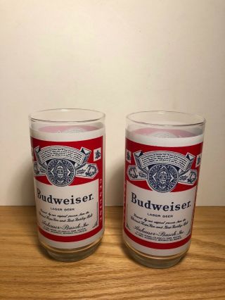 Budweiser Lager Collectible Glasses 14 Oz Vintage Beer Can Design Retro
