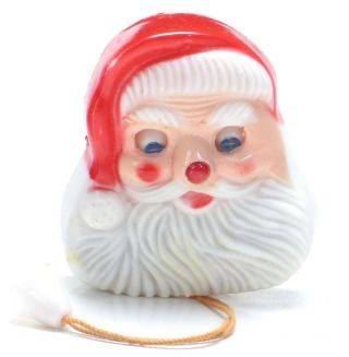 Santa Brooch Christmas Pin Vintage Rare Pull Bell Xmas Nose Lights Up Midcentury