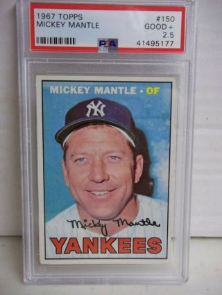 1967 Topps Mickey Mantle Psa Good,  2.  5 Baseball Card 150 Mlb Hof
