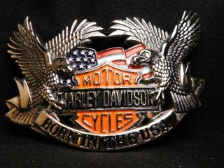 1991 Harley - Davidson Vintage Born In The Usa - Barons Belt Buckle Perfect