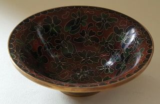 Chinese Red & Brown Cloisonné Vintage Victorian Antique Small Bowl Dish