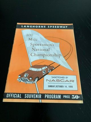 Vintage 1956 Langhorne Speedway Nascar 100 - Mile National Sportsmen Program