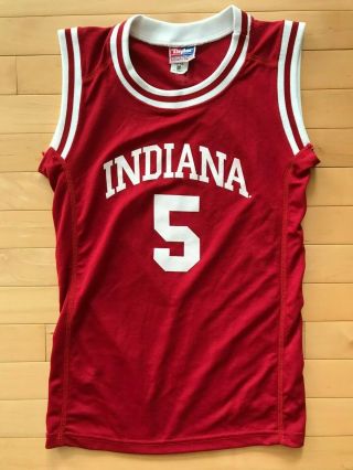 Vtg 5 Indiana Hoosiers Basketball Jersey Youth Sz M Boys 10 - 12 Red