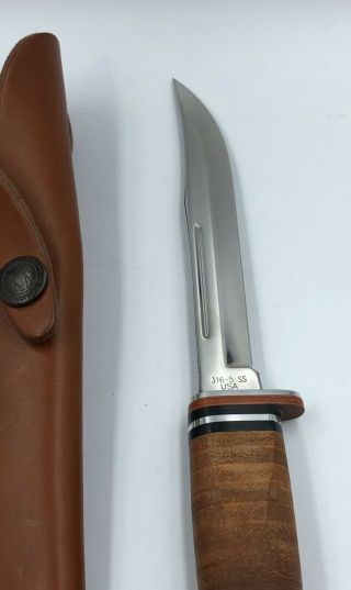Vintage Case XX Fixed Blade Knife w/ Leather Sheath 316 - 5 SS 2