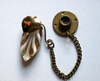 Vintage Snapette Fastener Brass Heart Shape With Lucite/plastic Leaf Snap Chain