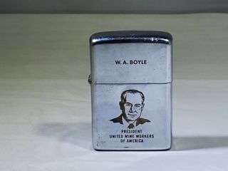 Vintage 1968 Vintage W.  A.  Boyle President United Mine Workers Of America Zippo