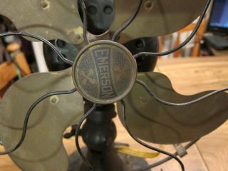 Antique Electric Fan Emerson 1922 12 Inch Brass Blade running 3 speed 2