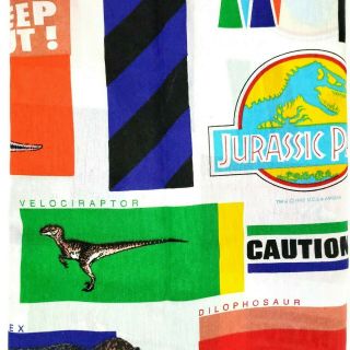 Kids Vintage 1992 Jurassic Park Dinosaurs Twin Size Bed Sheet Set Fitted And Top