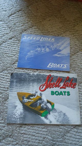 Vintage Shell Lake Boats Brochure & Speed Liner Boats Brochure 1952