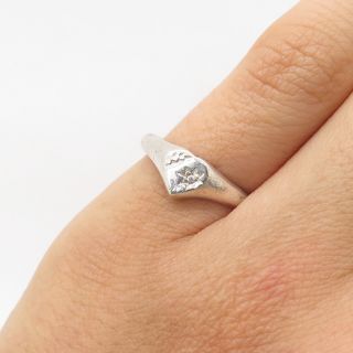 Vtg 925 Sterling Silver Real Diamond Heart Star Love Ring Size 4.  5
