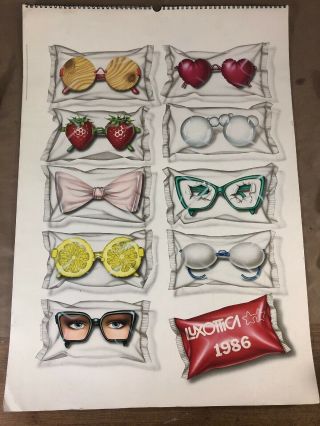 Vintage Artwork 1986 Calendar Luxottica Eyewear Very Rare Complete 12 Months