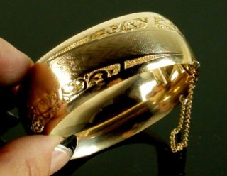 Antique S.  B.  Co Standard Button Company Wide Bangle Bracelet Gf Rolled Gold