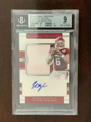 2018 National Treasures Baker Mayfield Rookie Auto Patch Rpa 43/49 Bgs 9/10