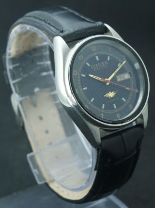 VINTAGE CITIZEN MEN ' S BLACK DIAL 21 JEWELS AUTOMATIC DAY/DATE JAPAN MADE WATCH 3