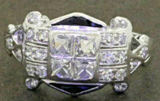 Antique Art Deco Platinum.  74ctw Vs1/f Asscher Cut Diamond Cluster Cocktail Ring