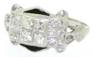 Antique Art Deco Platinum.  74CTW VS1/F Asscher cut diamond cluster cocktail ring 2