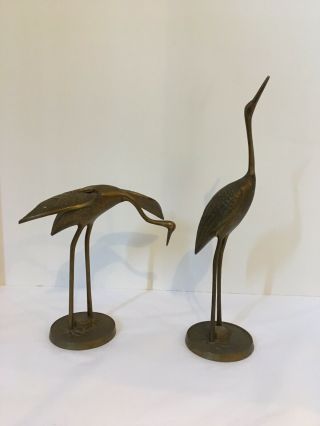 Vintage Leonard Silver Co Brass Standing Crane Figurines Birds