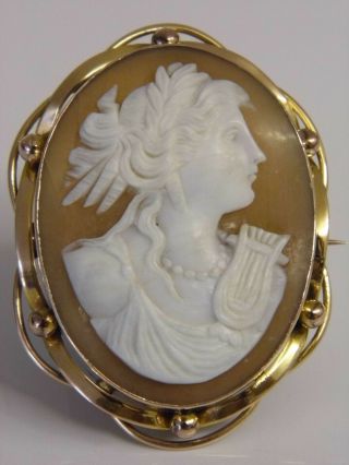Stunning Large Antique Victorian 9ct Gold Expert Hand Carved Shell Cameo Brooch