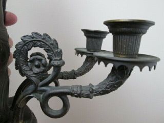 Two 1890 French Bronze Louis XV Antique Wall Sconces 4 Candle Holder Winged Lady 3