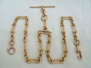Antique 9ct Rose Gold Double Albert Watch Chain.  22.  9 Gms.