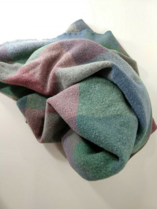 Vintage Ll Bean Wool Hunting Blanket 75 X 51 Pink Blue Plaid Freeport Maine