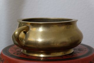 A Chinese Gilt Bronze Censer With Handle.  Marked. 2