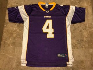 Brett Favre 4 Minnesota Vikings Nfl Purple Reebok Jersey Youth Kids Size Xl Qb