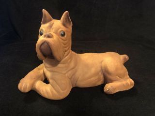 Vintage Chalkware Plaster Carnival Prize Dog Bulldog Boxer Coin Bank
