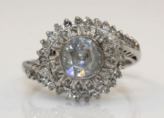 Stunning Antique 18k White Gold Ring With 1.  50 Ctw Diamonds 5.  3 Grams G13