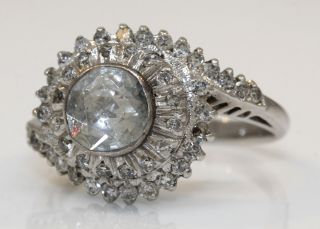 STUNNING ANTIQUE 18K WHITE GOLD RING WITH 1.  50 CTW DIAMONDS 5.  3 GRAMS G13 2