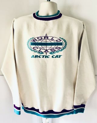 Vintage Unisex Arctic Cat Snowmobile Embroidered Teal Purple Sweatshirt Size L
