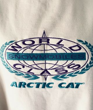 Vintage Unisex Arctic Cat Snowmobile Embroidered Teal Purple Sweatshirt Size L 3