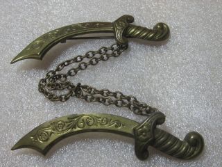 Vintage Art Nouveau Persian Swords Costume Jewelry Pin Brooch