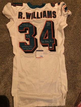Miami Dolphins Ricky Williams Game Worn/ Team Issued Auto Jersey Psa/dna