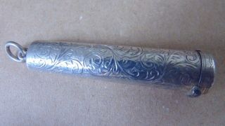 Pretty Antique Sterling Silver Scrolls Cigarette Holder Case/ Needle Case 1912