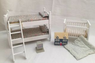 Vintage Dollhouse Bunk Beds Crib Bedroom Child Baby Nursery Furniture