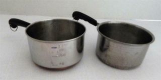 2 Vintage Revere Ware Stainless Steel One Cup Measuring Cups