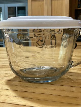 Vintage Thick Wavy Glass Anchor Hocking 2 Quart 8 Cup Measuring Cup Mixing Bowl