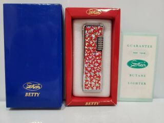 Star Betty Rollalite Lift Arm Lighter - 1950 - Made In Japan,  Orig.  Box
