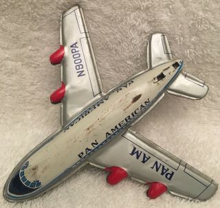 Pan Am - Pan American Airways Boeing 707 Tin Friction Toy Airplane Made In Japan