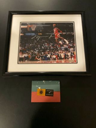 Michael Jordan Signed Autographed Framed 8x10 Photo Upper Deck Slam Dunk Uda