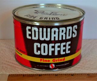 Vintage Edwards Coffee Can 1 Lb.  Tin With Lid