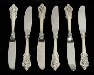 6 Wallace Grand Baroque Sterling Silver 6 1/2 " Hollow Butter Knives