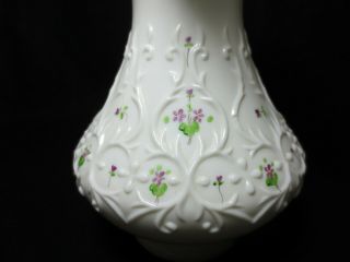 Vintage Fenton Art Glass Hp Signed Silvercrest Spanish Lace - Violets In Snow