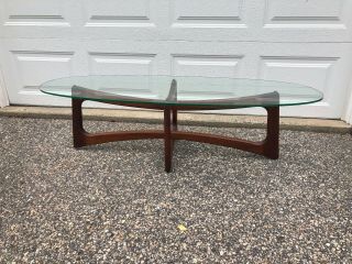 Adrian Pearsall Mid Century Modern Sculpted Solid Walnut Glass Top Coffee Table