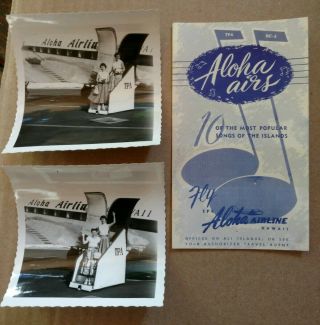 Aloha Airlines Fly Tpa Hawaii 1953 Brochure,  2 Photos Aloha Airs Hawaii Songs