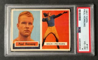 1957 Topps Fb Paul Hornung Packers Rc Rookie Card 151 Psa 5 - Vg - Ex