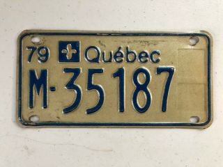 Vintage 1979 Quebec Motorcycle Cycle License Plate (m - 35187) Canada