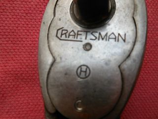 Vintage Old Craftsman Circle H 3/8 " Drive Ratchet Square Script Logo