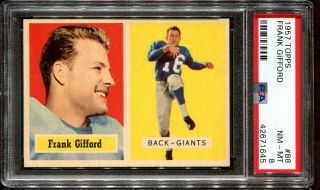 1957 Topps Football 88 Frank Gifford Psa 8,  Centered Hof York Giants